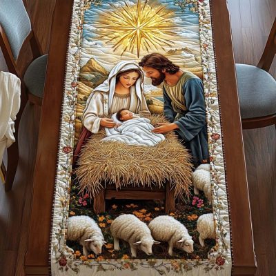 Holy Night Peace Quilted Table Runner