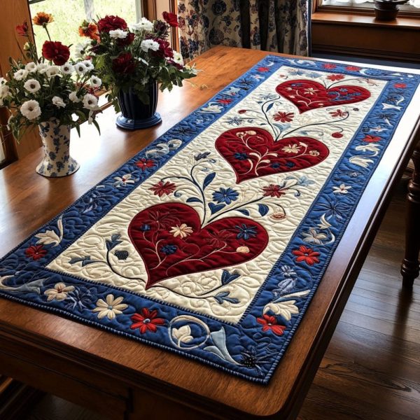 Home Of The Brave Heart Quilted Table Runner