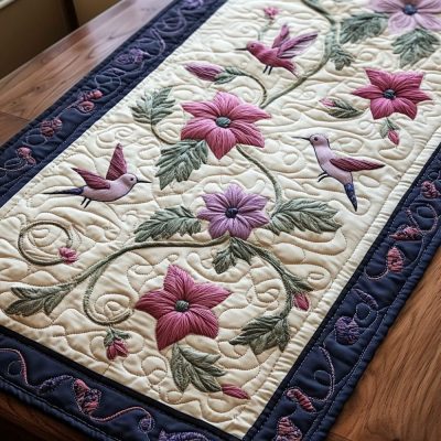 Hummingbird Ballet Quilted Table Runner