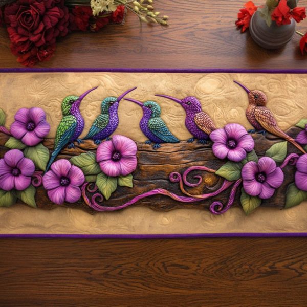 Hummingbird Harmony Quilted Table Runner