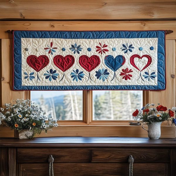 Independence Hearts Quilted Valance
