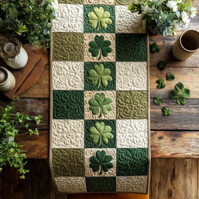 Irish Patch Shamrock Quilted Table Runner