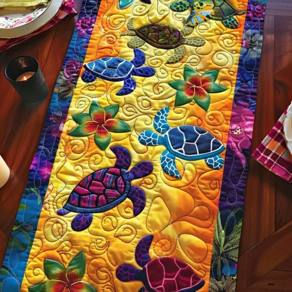 Island Turtle Dream Quilted Table Runner