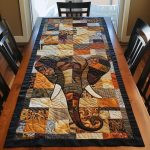 Ivory Majesty Elephant Quilted Table Runner