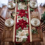 Jewel Poinsettia Center Quilted Table Runner