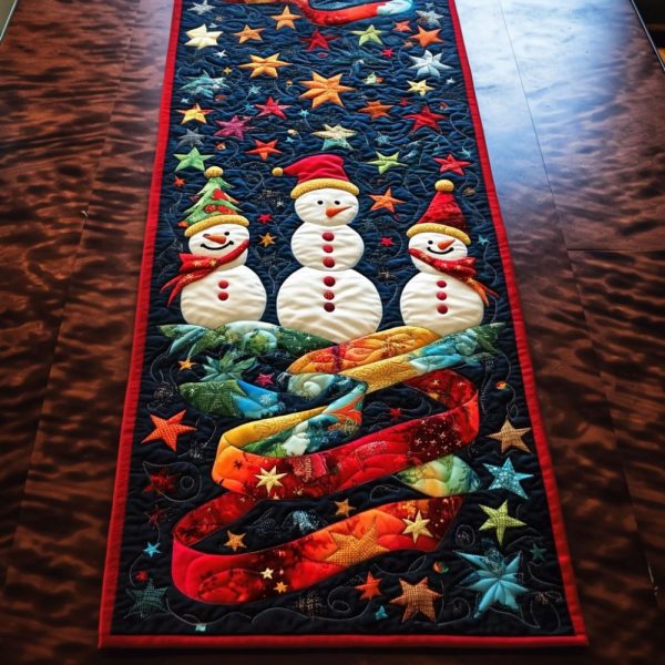 Jolly Snowmen Quilted Table Runner