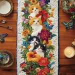Kitty Blooms Quilted Table Runner