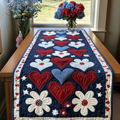 Land Of The Free Love Quilted Table Runner