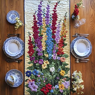 Larkspur Blossom Quilted Table Runner