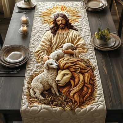 Lion And The Lamb Quilted Table Runner