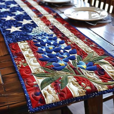Lone Star Blooms Quilted Table Runner