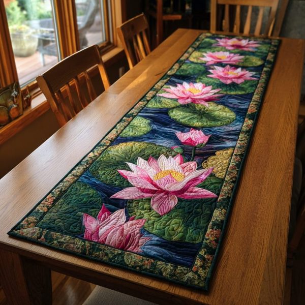 Lotus Beauty Quilted Table Runner