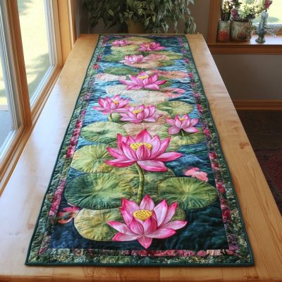 Lotus Garden Quilted Table Runner