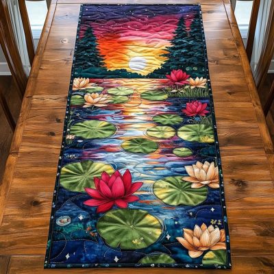 Lotus Serenity Quilted Table Runner