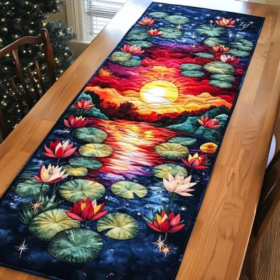 Lotus Whisper Quilted Table Runner