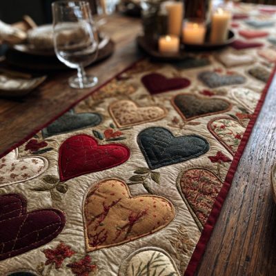 Love Patch Quilted Table Runner