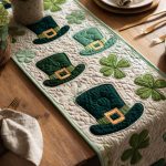 Lucky Leprechaun Clover Quilted Table Runner