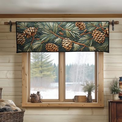 Pinecone Forest Quilted Valance