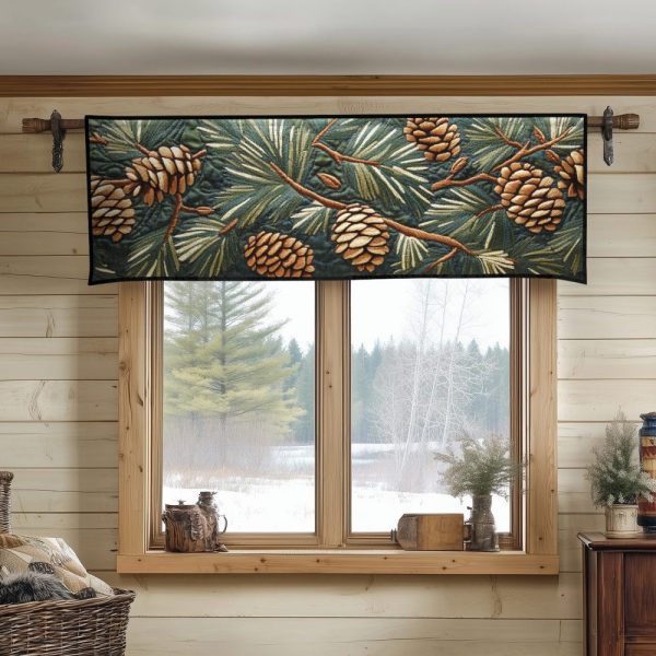 Pinecone Forest Quilted Valance