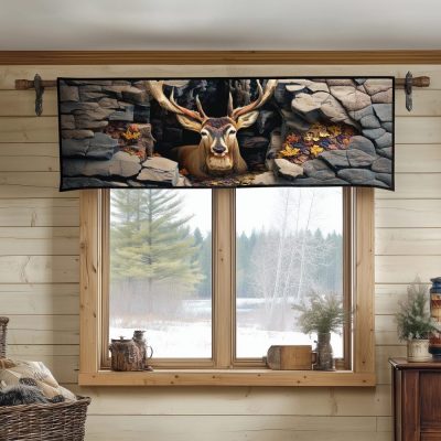 Rustic Deer Quilted Valance