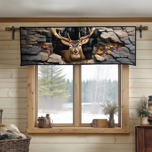 Rustic Deer Quilted Valance
