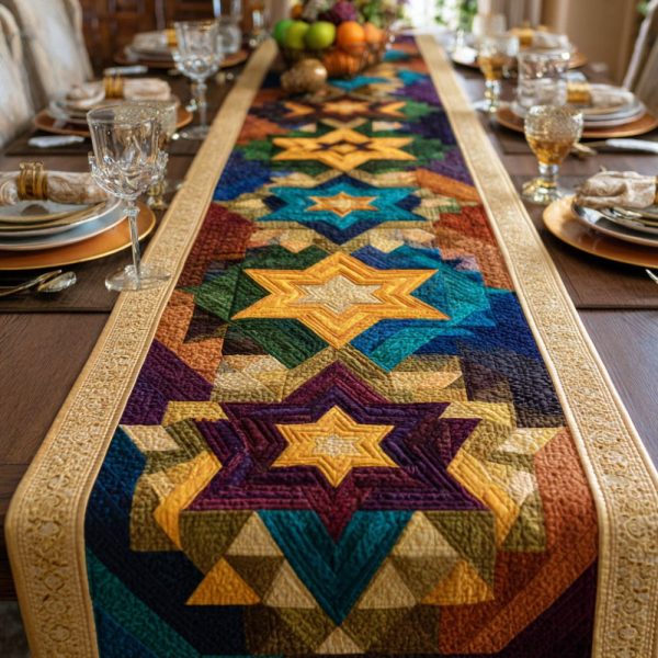 Star Of David Quilted Table Runner