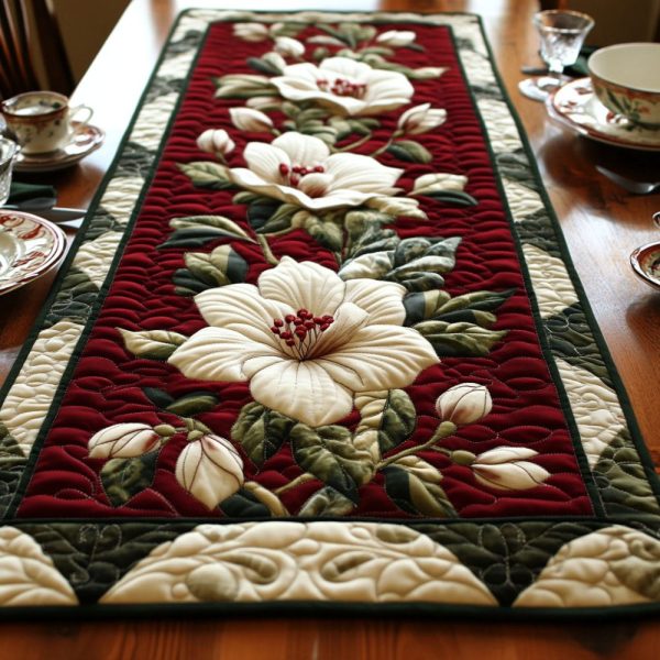Magnolia Essence Quilted Table Runner