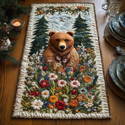Majestic Bear Quilted Table Runner