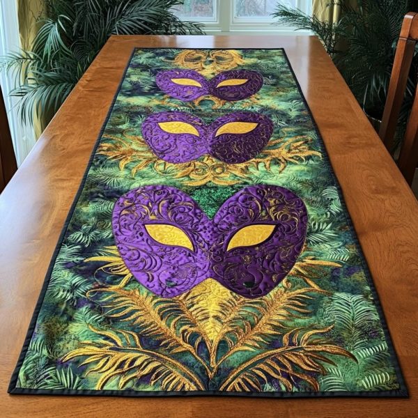 Mardi Gras Charm Quilted Table Runner