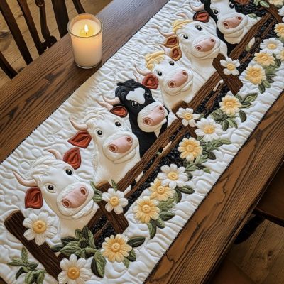 Meadow Moo Quilted Table Runner