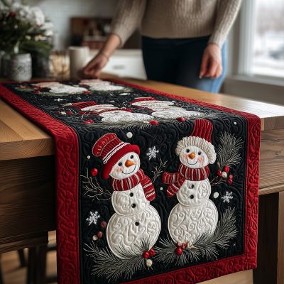 Merry Snow Friends Quilted Table Runner