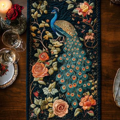 Midnight Bloom Quilted Table Runner