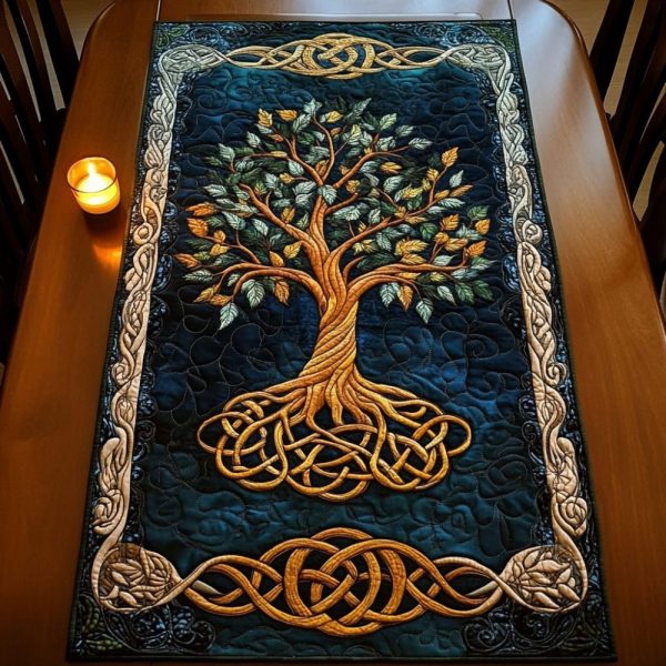 Midnight Grove Quilted Table Runner