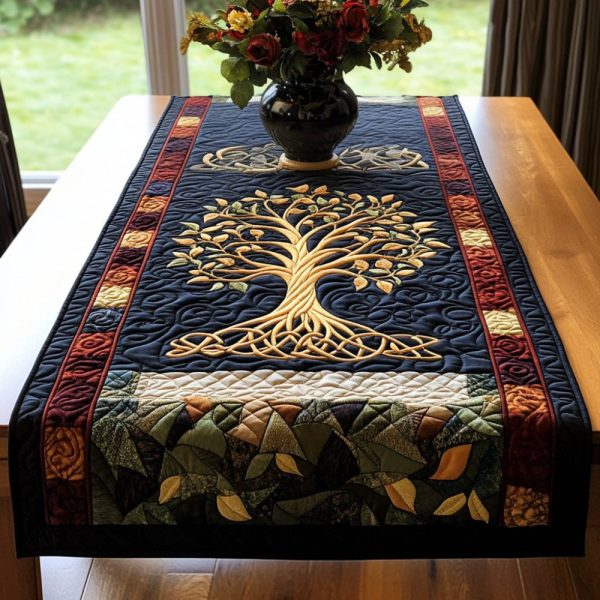 Midnight Tree Quilted Table Runner