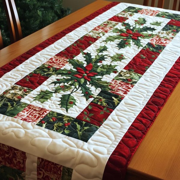 Mistletoe Winter Wishes Quilted Table Runner