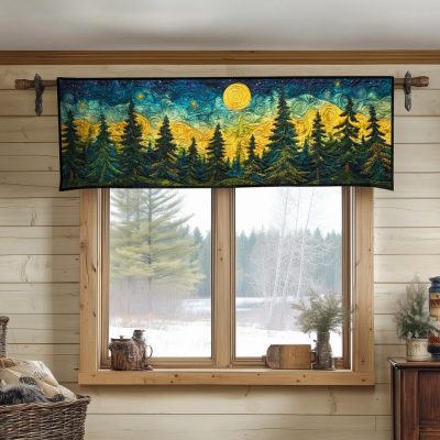 Moonlight Over Pines Quilted Valance