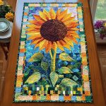 Mosaic Sunflower Quilted Table Runner