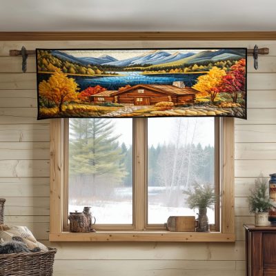 Mountain Lake Autumn Quilted Valance