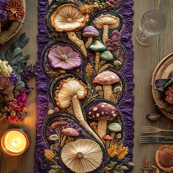 Mushroom Magic Quilted Table Runner