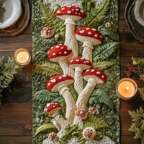 Mushroom Meadow Quilted Table Runner