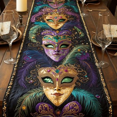 Mystic Mardi Quilted Table Runner