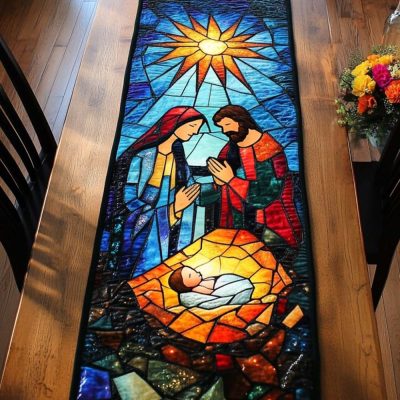 Nativity Glow Quilted Table Runner
