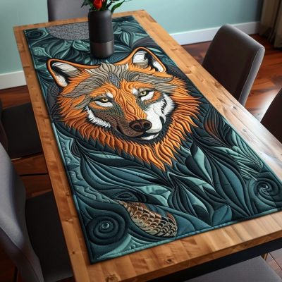 Nature'S Guardian Wolf Quilted Table Runner