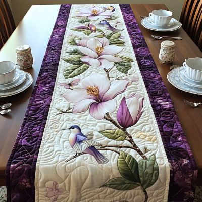 Noble Magnolia Quilted Table Runner