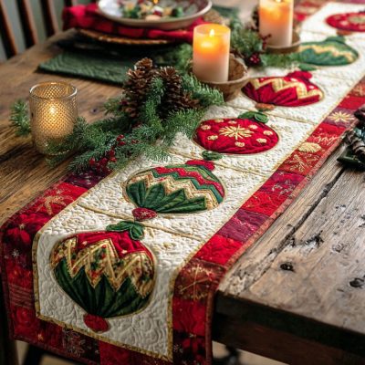 Noel Light Quilted Table Runner