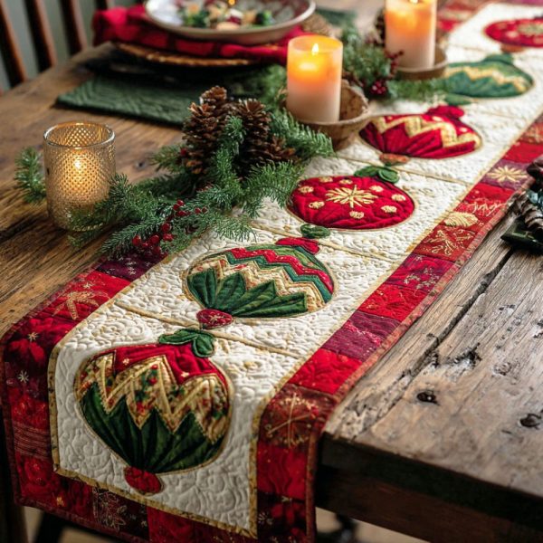Noel Light Quilted Table Runner