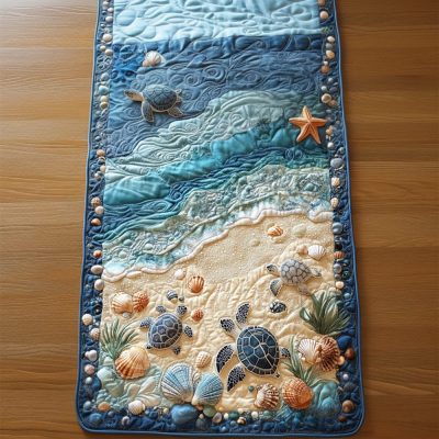 Ocean Shores Turtle Quilted Table Runner