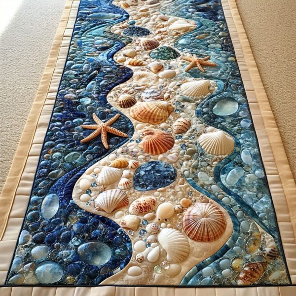 Ocean Bloom Quilted Table Runner