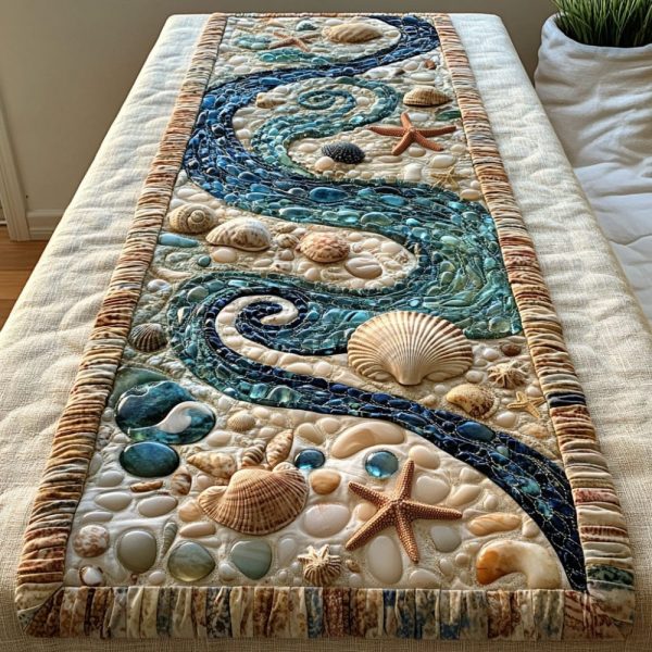 Ocean Waves Quilted Table Runner