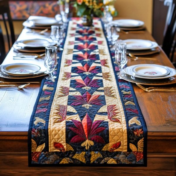 Ornate Lily Quilted Table Runner